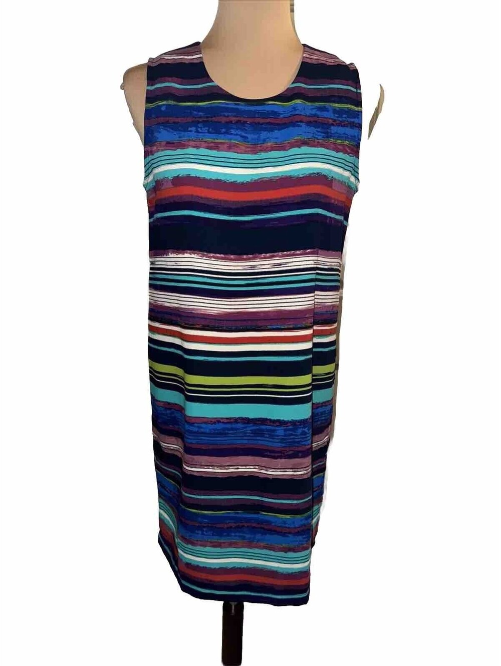 Cynthia Rowley Striped Shift Dress Sleeveless Office Work Size 4 Colorful
